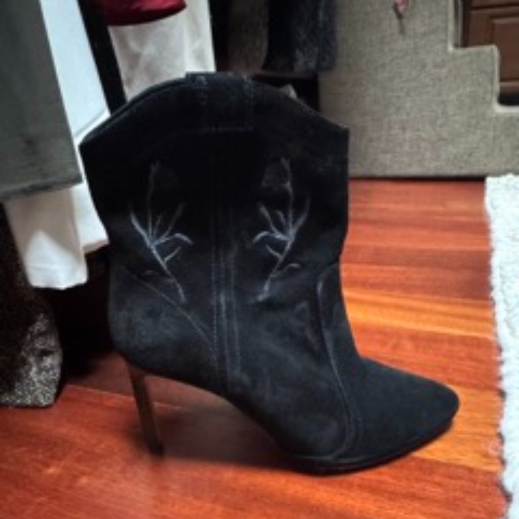 Ba&Sh Black Suede Caitlin Ankle Boots Size 38